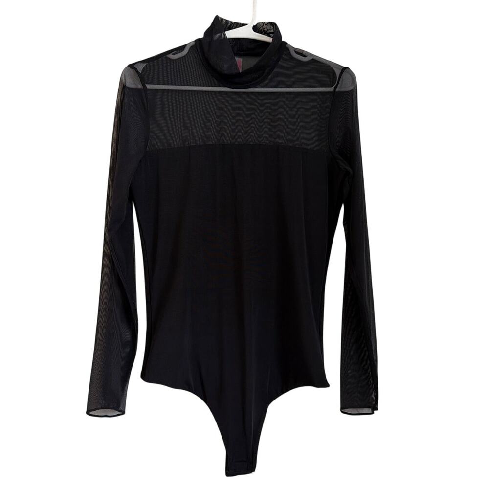NWOT Commando Black Mesh Mock Neck Bodysuit Long Sleeve, Women's Medium